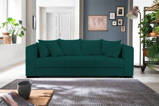 Canapea extensibilă cu ladă de depozitare si sezut confortabil din spuma HR, Gloria Petrol Green 240x100 cm