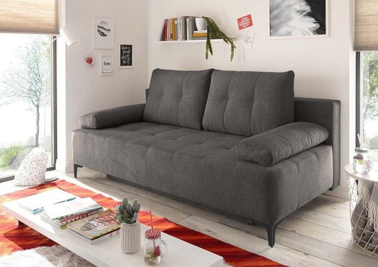 Canapea extensibilă cu ladă de depozitare si sezut confortabil din spuma HR, Candy Kaki, 200x100 cm