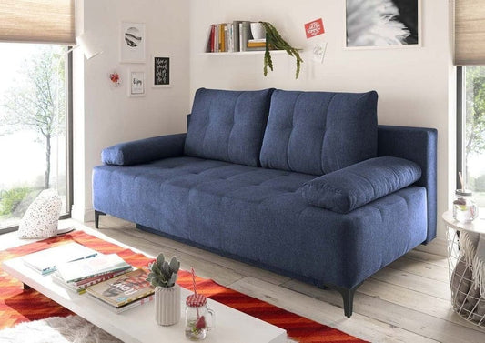 Canapea extensibilă cu ladă de depozitare si sezut confortabil din spuma HR, Candy Blue, 200x100 cm