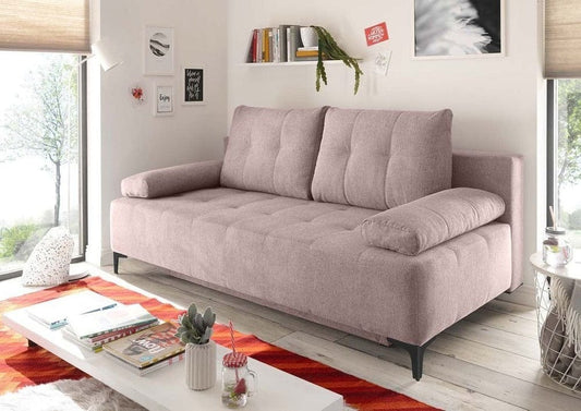 Canapea extensibilă cu ladă de depozitare si sezut confortabil din spuma HR, Candy Pink, 200x100 cm