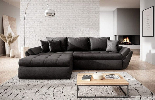 Colțar extensibil cu ladă de depozitare Loana Antracit II 275x185 cm | Dumonde Furniture & Deco Concept.