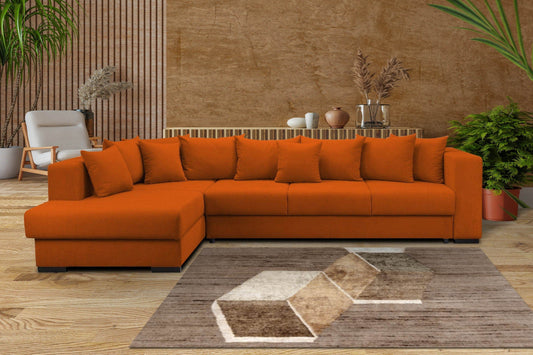 Colțar extensibil cu ladă de depozitare Gloria Orange 325x195 cm | Dumonde Furniture & Deco Concept.
