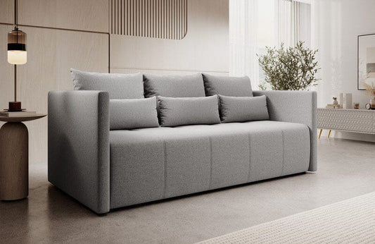 Canapea extensibilă cu ladă de depozitare si sezut confortabil din spuma HR, Malta New Grey 210x100 cm