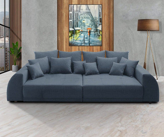 Canapea extensibilă cu 2 lăzi de depozitare si sezut confortabil din spuma HR, Big Sofa Verona Blue 310x100 cm