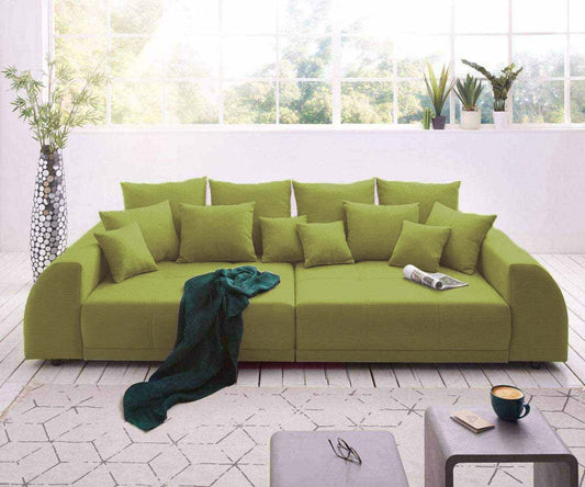 Canapea extensibilă cu 2 lăzi de depozitare si sezut confortabil din spuma HR, Big Sofa Verona Green Lux 310x100 cm