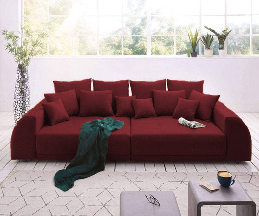Canapea extensibilă cu 2 lăzi de depozitare si sezut confortabil din spuma HR, Big Sofa Verona Bordoux 310x100 cm