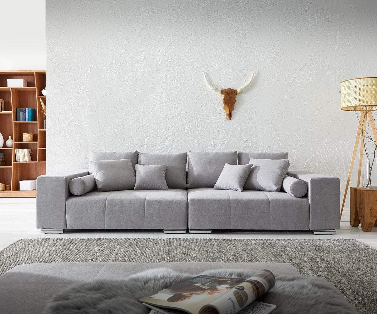 Canapea extensibilă cu ladă de depozitare Marbela Grau XXL 290x110 cm cu taburet inclus | Dumonde Furniture & Deco Concept.